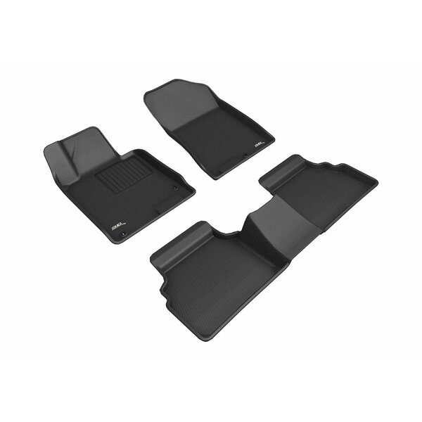 3D Mats Usa Custom Fit, Raised Edge, Black, Thermoplastic Rubber Of Carbon Fiber Texture, 3 Piece L1HY10301509